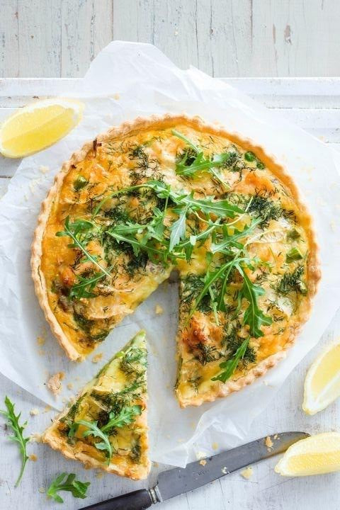 SMOKED SALMON, ASPARAGUS AND WATERCRESS QUICHE